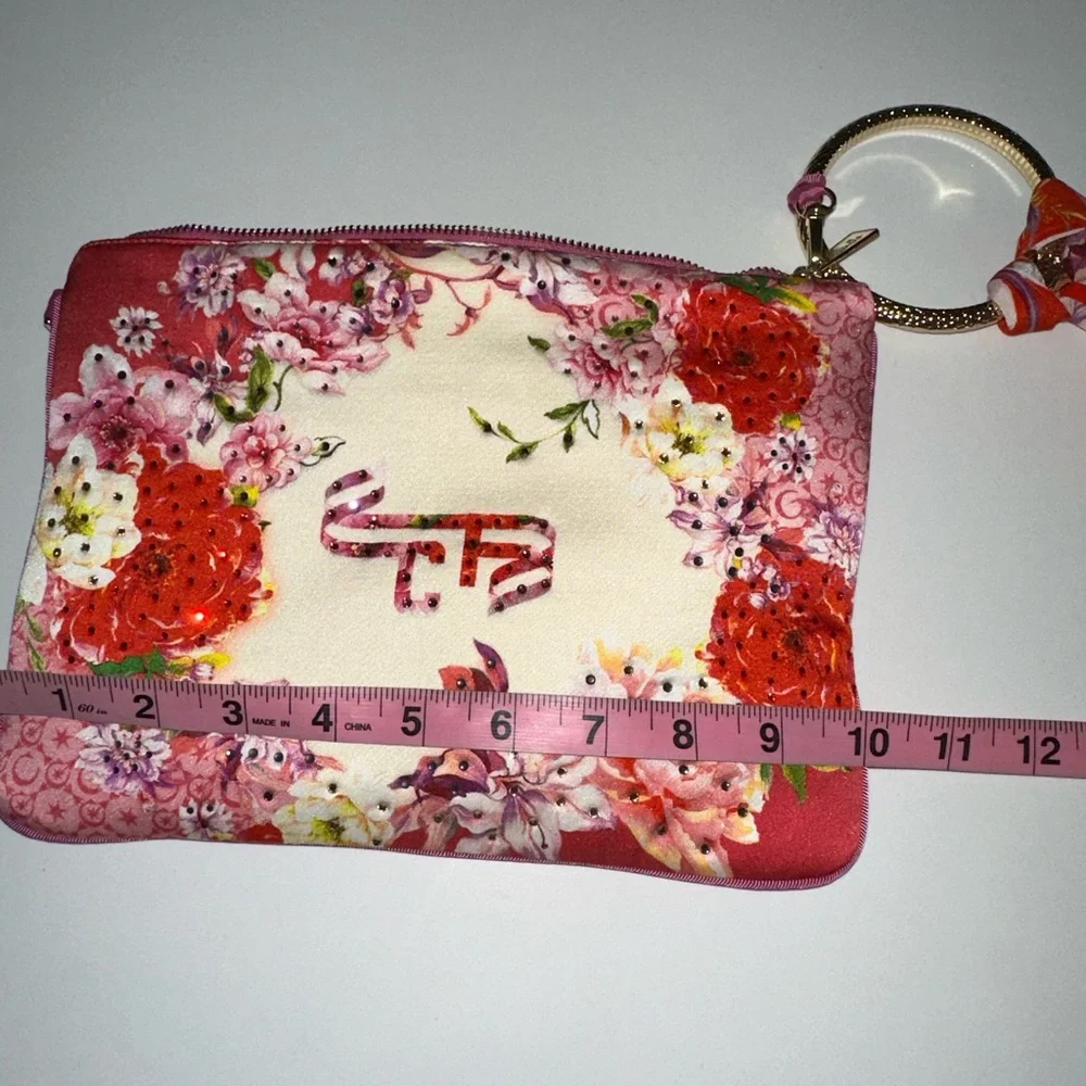 CAMILLA Kiss and Tell red pink floral silk scarf clutch bag purse